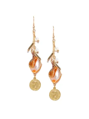 Fashionable tassel and stone drop earrings