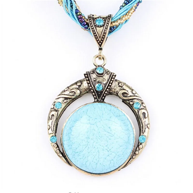 Female vintage choker natural stone pendants&necklaces big boho necklaces ethnic bohemian jewelry statement bijoux femme mujer