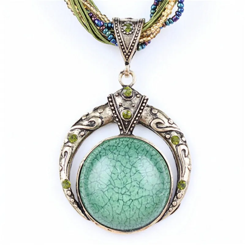 Female vintage choker natural stone pendants&necklaces big boho necklaces ethnic bohemian jewelry statement bijoux femme mujer