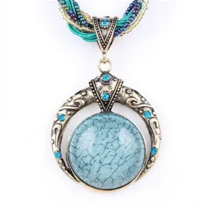 Female vintage choker natural stone pendants&necklaces big boho necklaces ethnic bohemian jewelry statement bijoux femme mujer