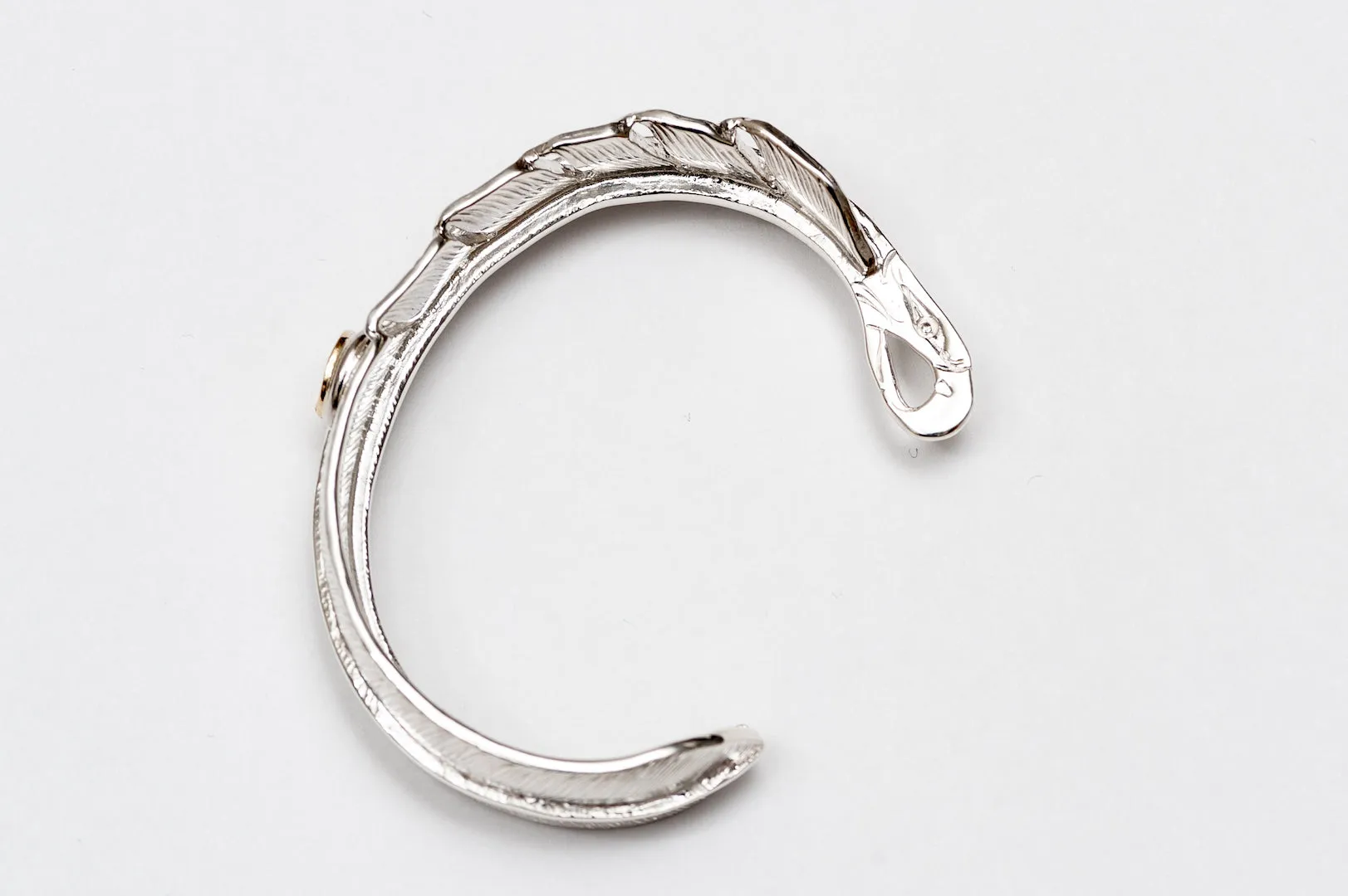First Arrow's Large Feather Bangle with 18K Gold Emblem (BR-106)