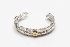 First Arrow's Large Feather Bangle with 18K Gold Emblem (BR-106)