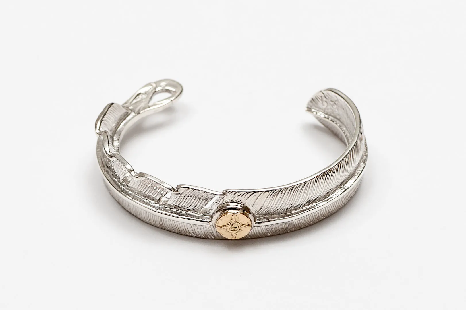 First Arrow's Large Feather Bangle with 18K Gold Emblem (BR-106)