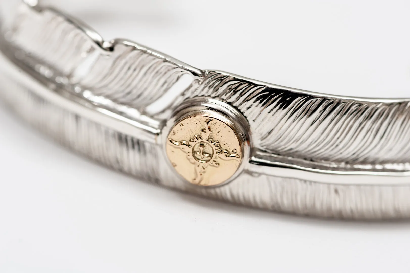 First Arrow's Large Feather Bangle with 18K Gold Emblem (BR-106)