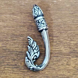 Fish Hook Charm .925 Sterling Silver Fishing Pendant