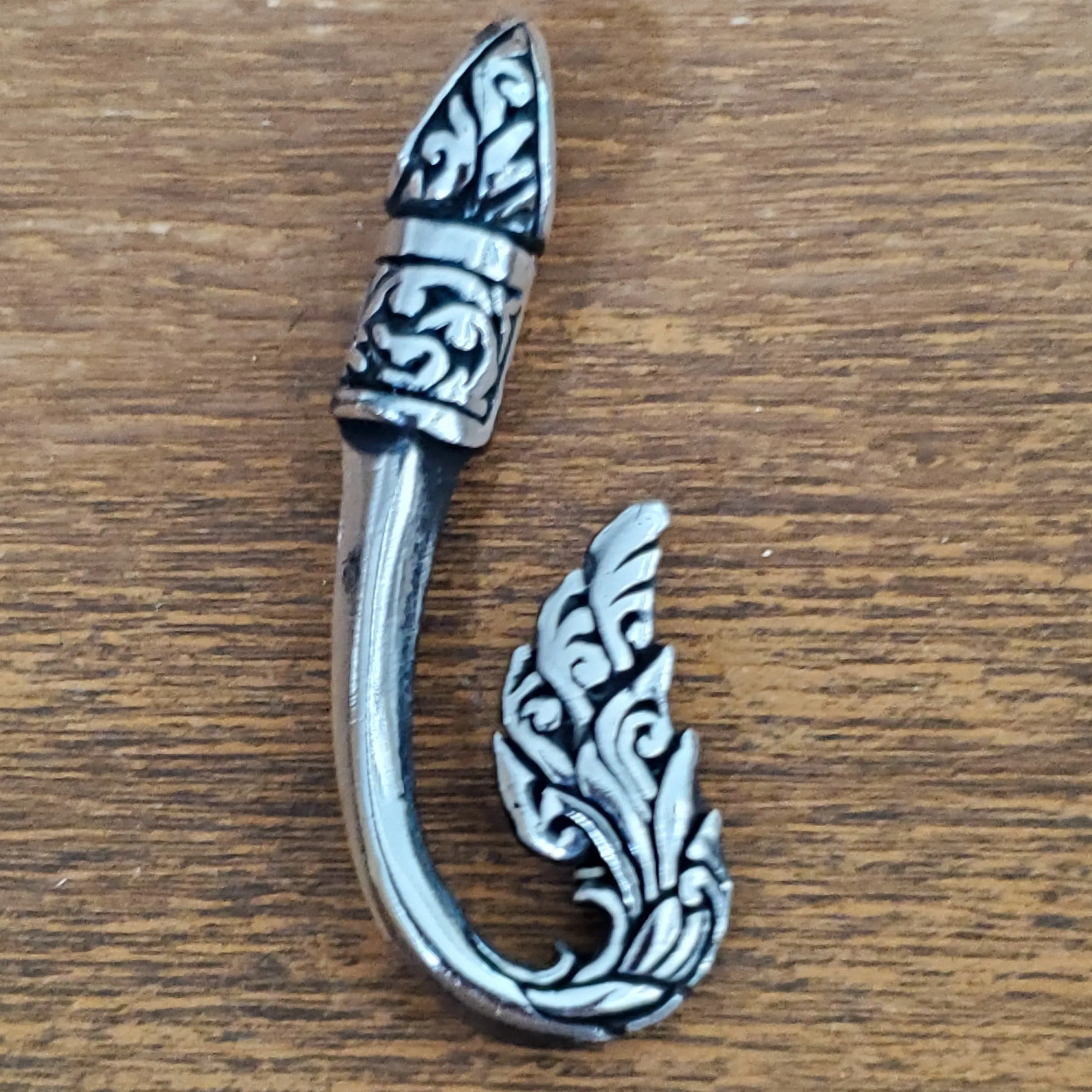 Fish Hook Charm .925 Sterling Silver Fishing Pendant