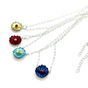 Flower Power Vintage Glass Necklace - Medium