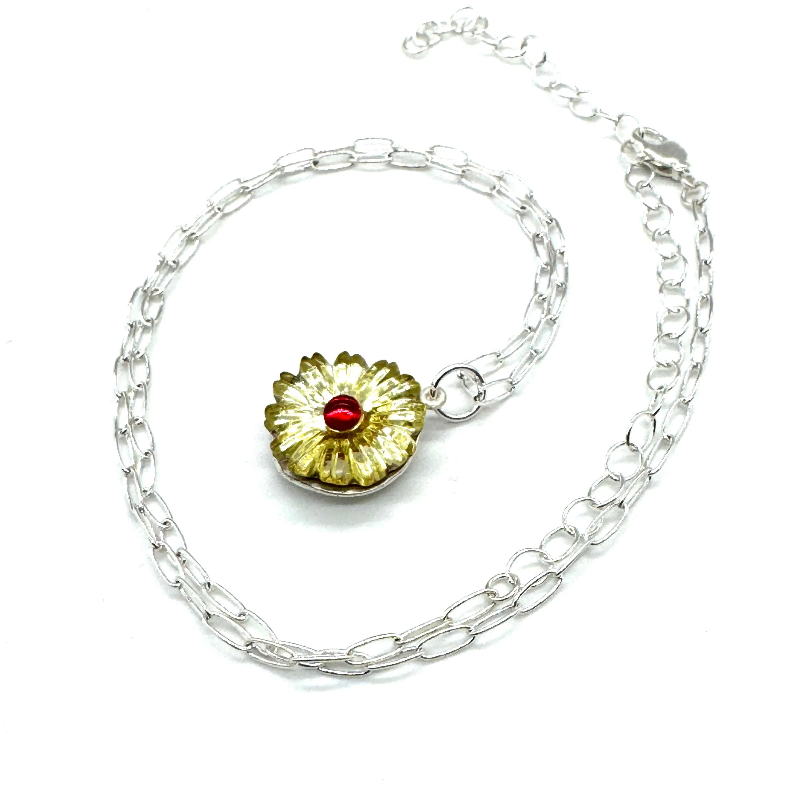 Flower Power Vintage Glass Necklace - Medium