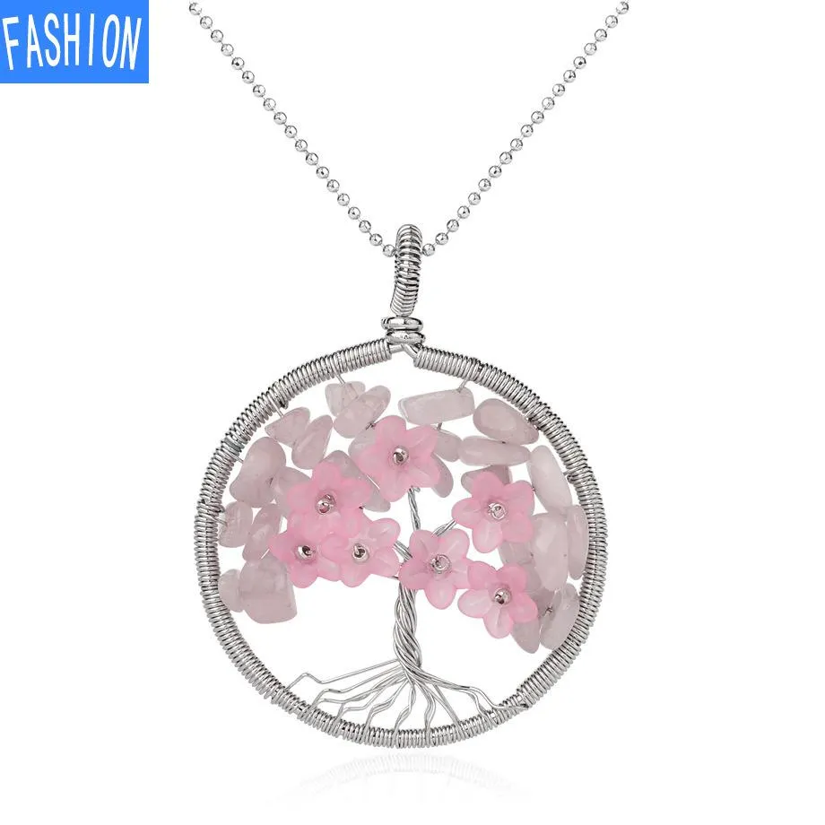 Flower Winding Pendant Tree Of Life Necklace Women'S Simple Necklace Fashion
