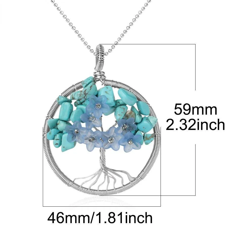 Flower Winding Pendant Tree Of Life Necklace Women'S Simple Necklace Fashion