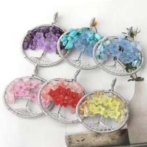 Flower Winding Pendant Tree Of Life Necklace Women'S Simple Necklace Fashion