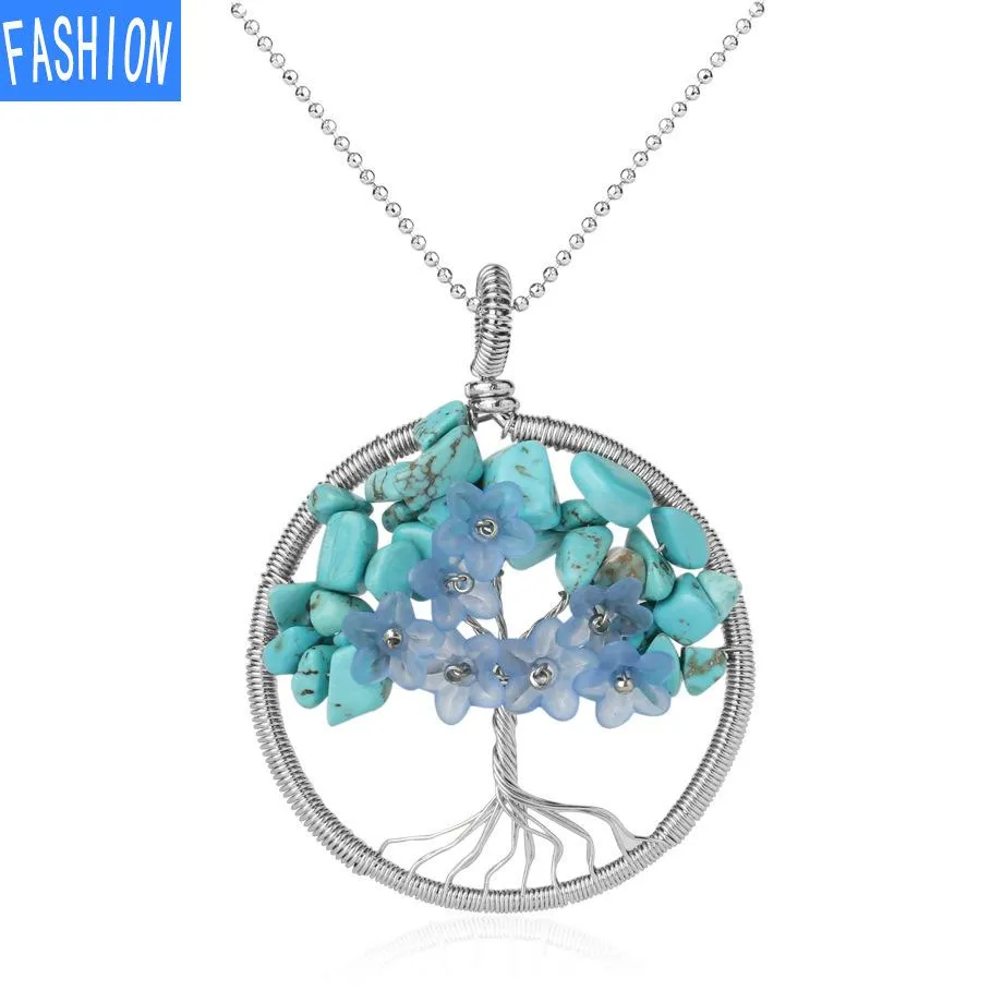 Flower Winding Pendant Tree Of Life Necklace Women'S Simple Necklace Fashion