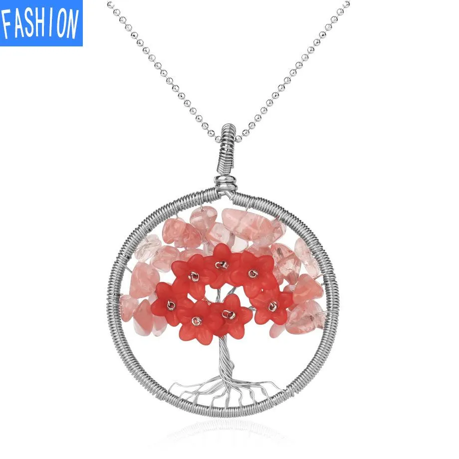 Flower Winding Pendant Tree Of Life Necklace Women'S Simple Necklace Fashion