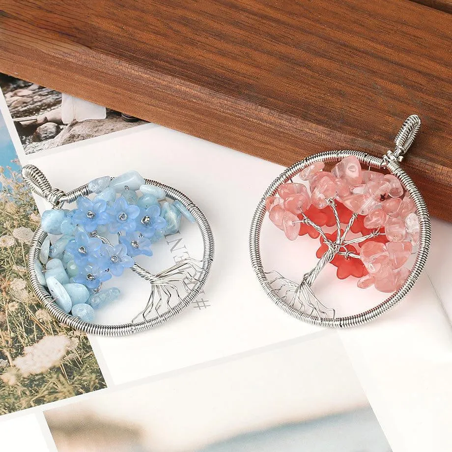 Flower Winding Pendant Tree Of Life Necklace Women'S Simple Necklace Fashion