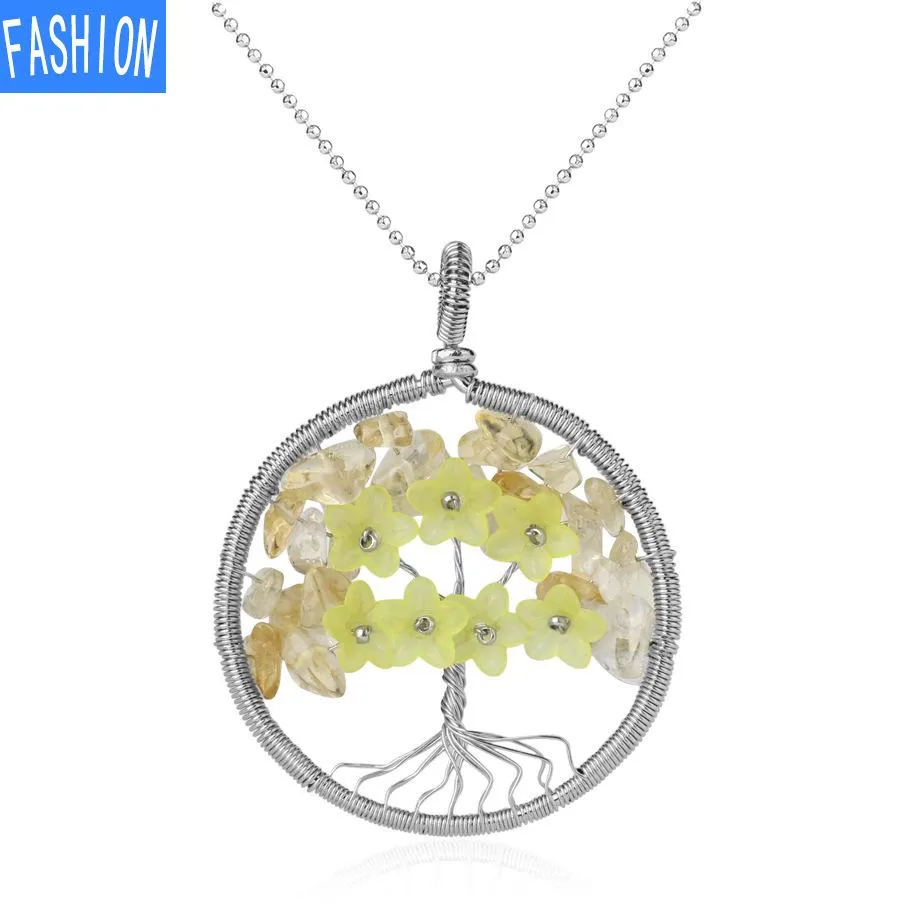 Flower Winding Pendant Tree Of Life Necklace Women'S Simple Necklace Fashion
