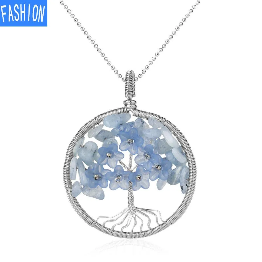 Flower Winding Pendant Tree Of Life Necklace Women'S Simple Necklace Fashion