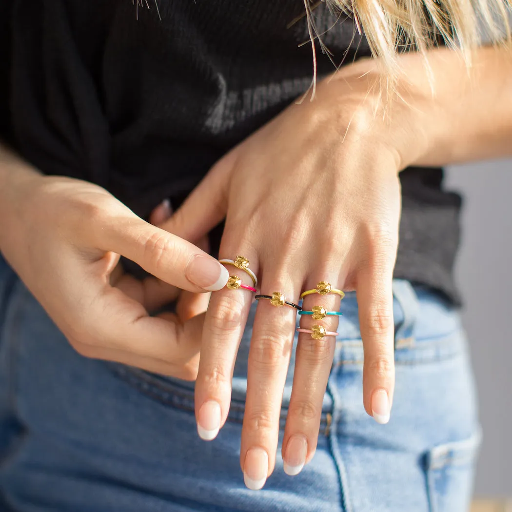 Fortune Cookie Ring (White) - Gold