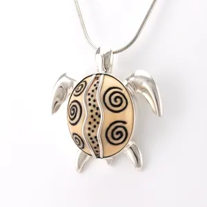Fossilized Ivory with Sterling Silver Sea Turtle Pendant