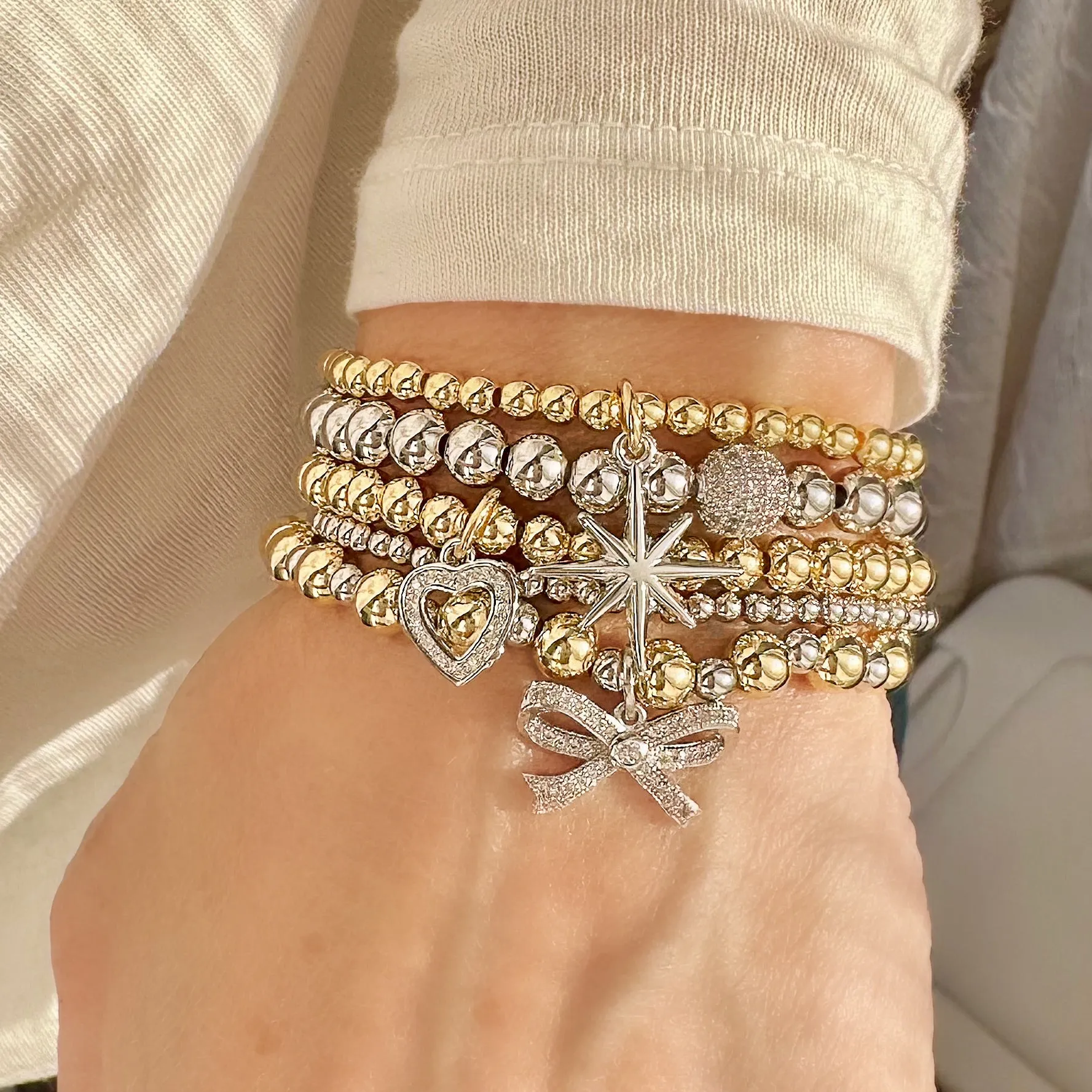 Gina Beautiful Ribbon Bow Stack of Bracelets