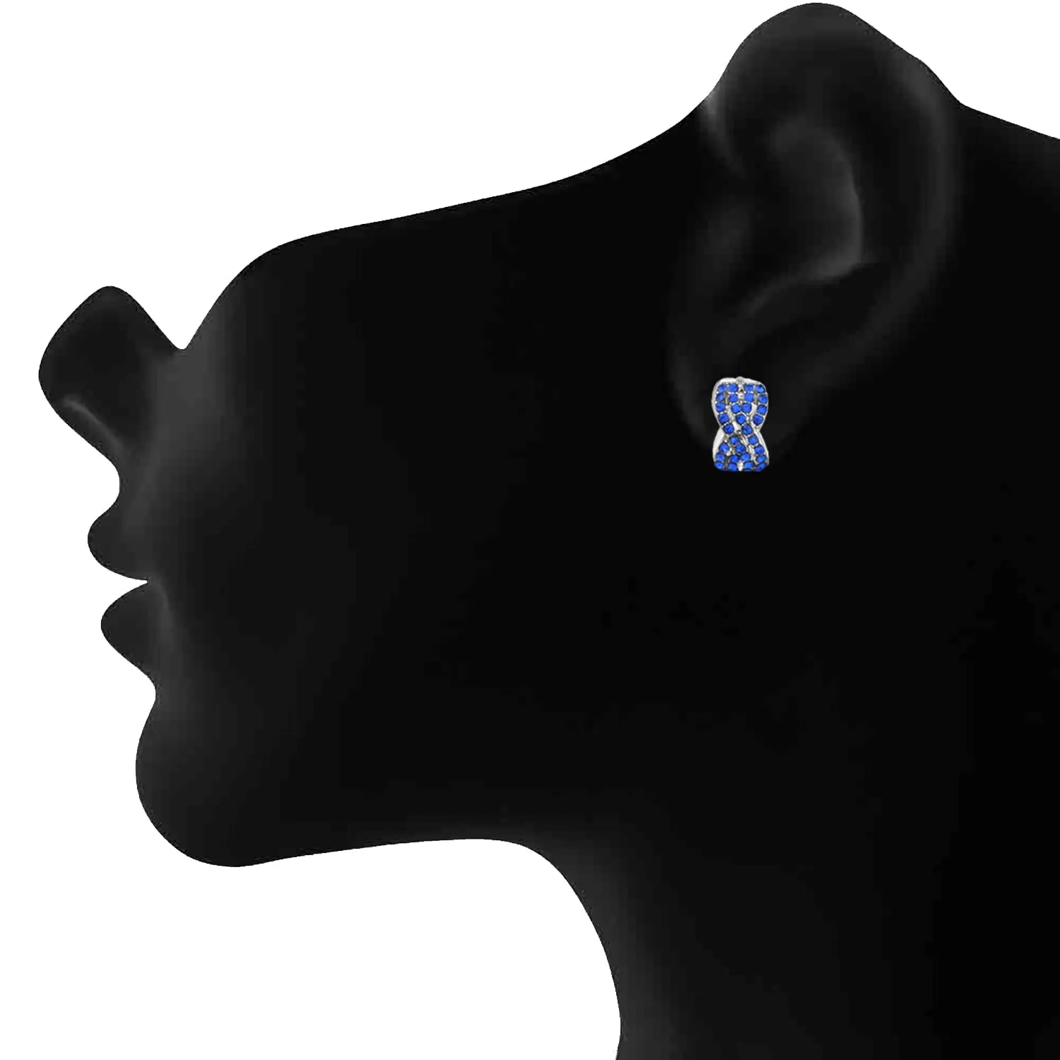 Glorious Blue Crystals Hoop Bali Earrings