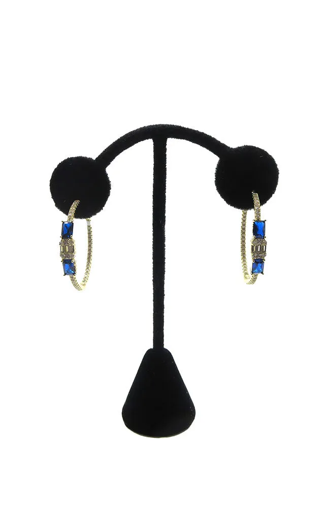Gold Blue Stone Hoops