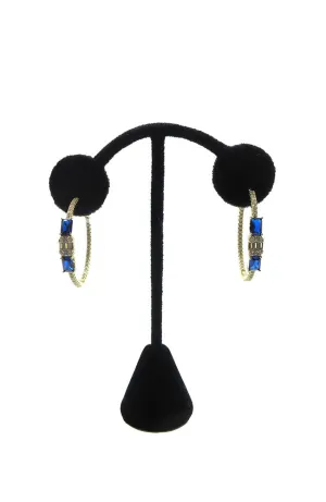 Gold Blue Stone Hoops