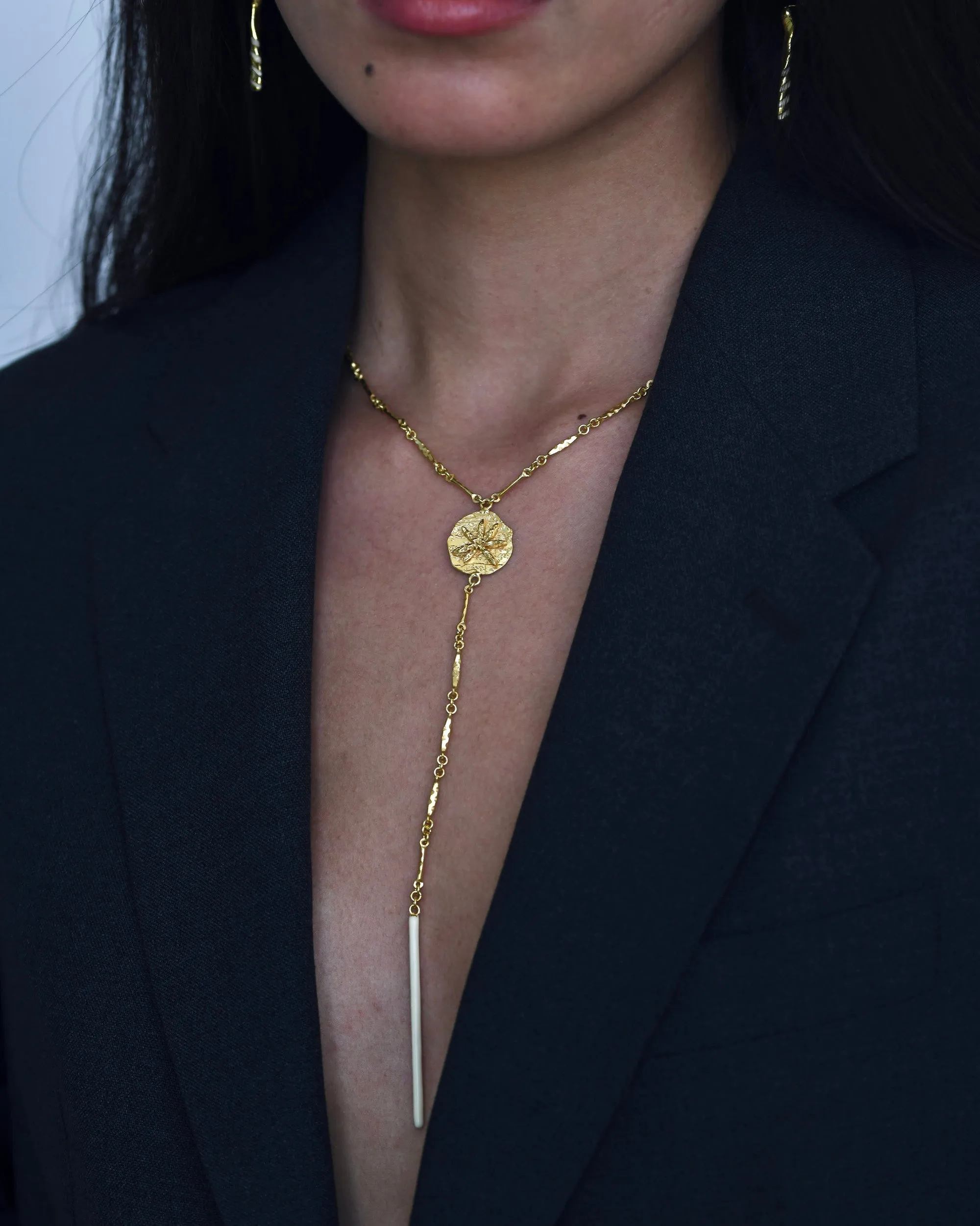 Gold Brass Milky Star Necklaces