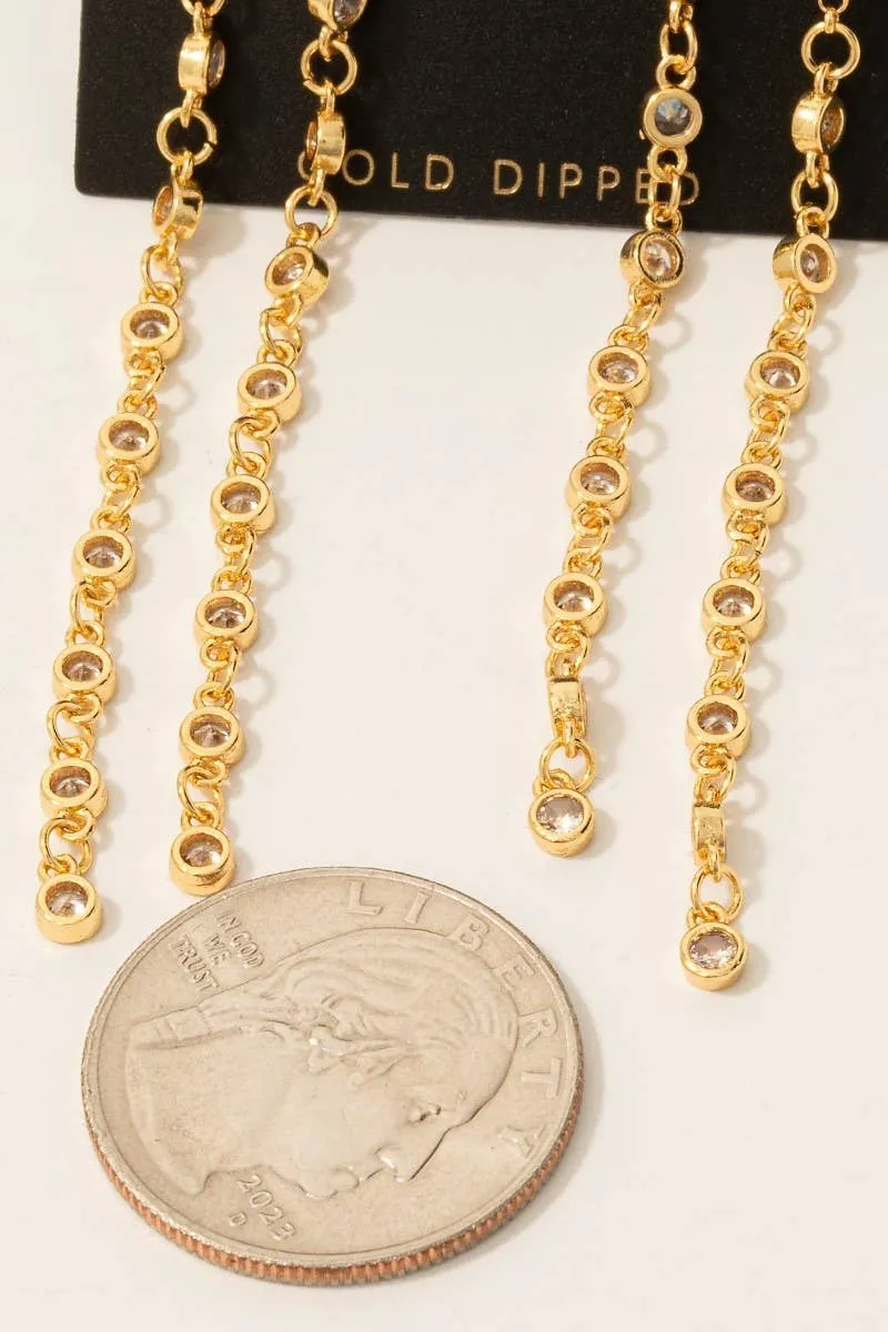 Gold Dipped Cz Chain Dangle Earrings