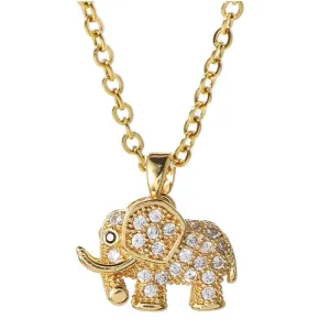 Gold Elephant Necklace In Stainless Steel