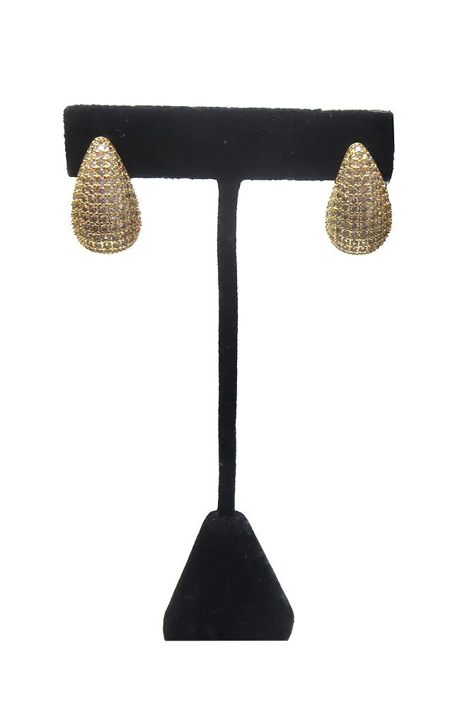 Gold Pear Shape Earring Clear CZ