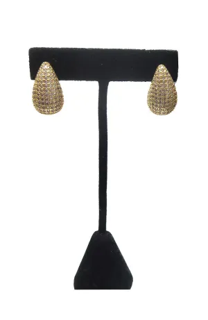Gold Pear Shape Earring Clear CZ