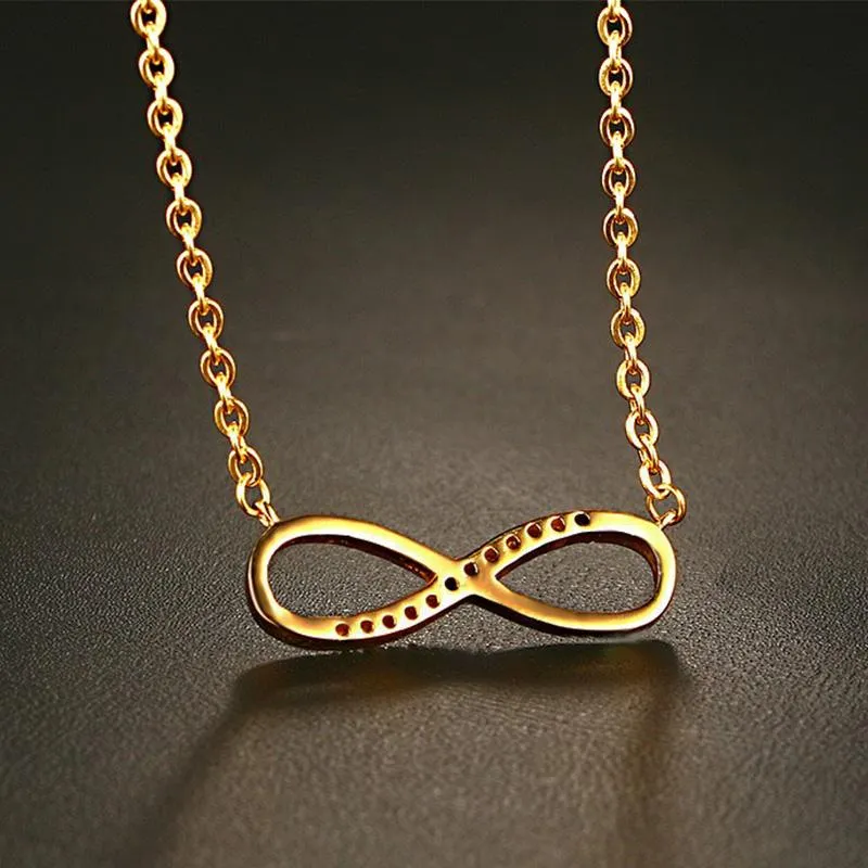 Gold Rhinestone Paved Infinity Charm Necklace