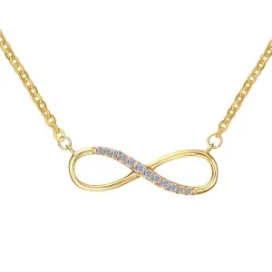 Gold Rhinestone Paved Infinity Charm Necklace
