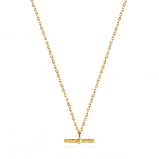 Gold Rope T-Bar Necklace N036-01G