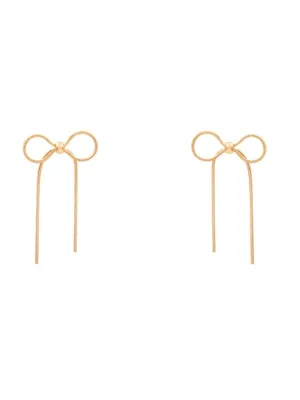 Gold Textured Bow Drop Earrings
