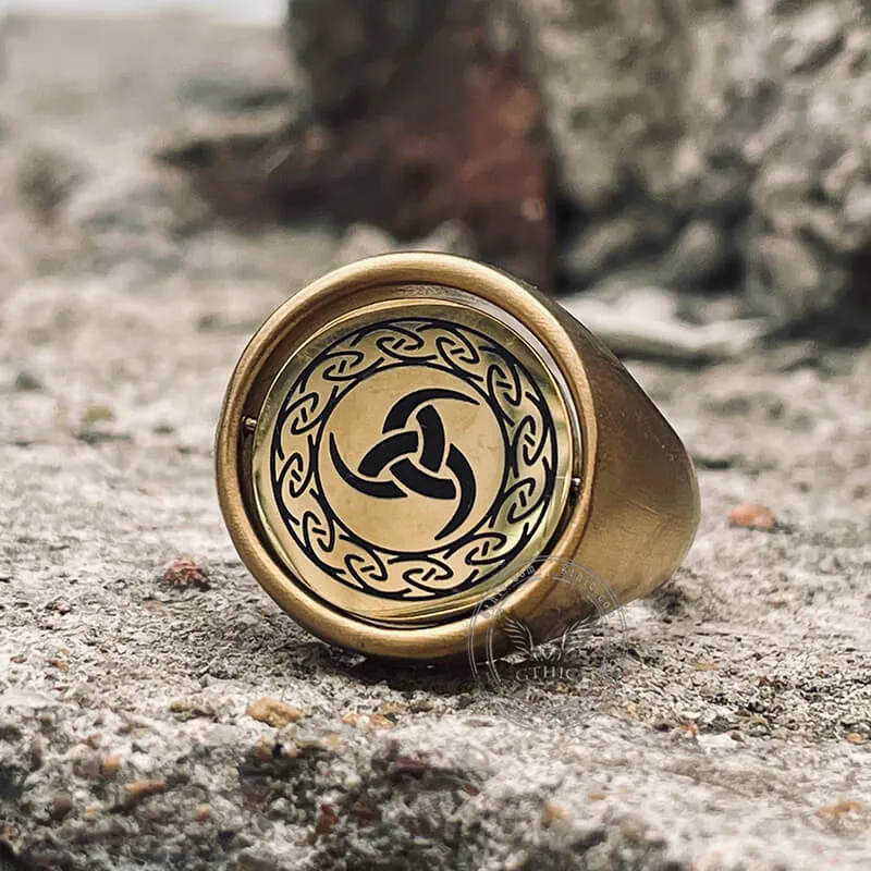 Gold Viking Symbols Stainless Steel Spinner Ring