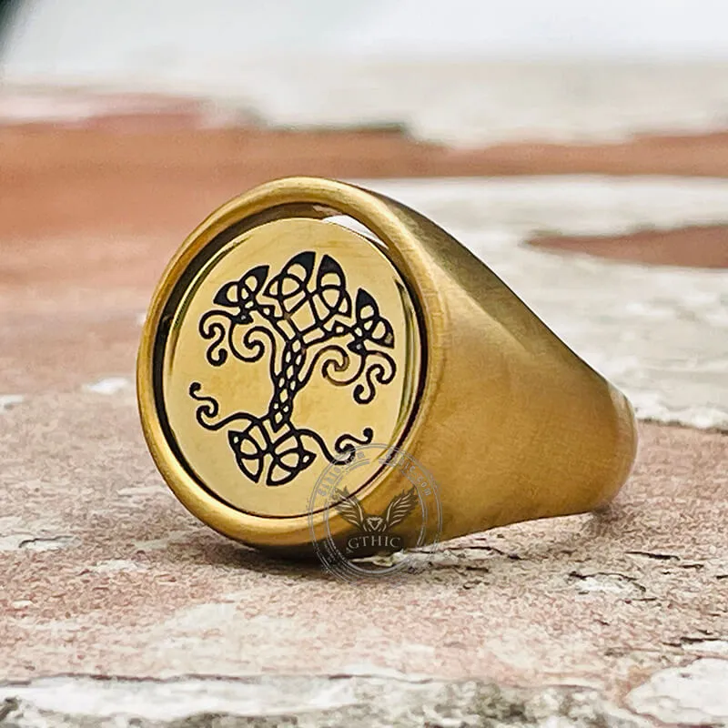 Gold Viking Symbols Stainless Steel Spinner Ring