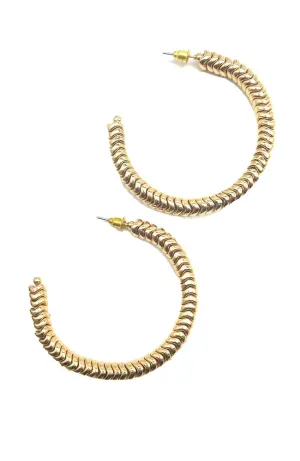Gold Wavy Bead Hoops