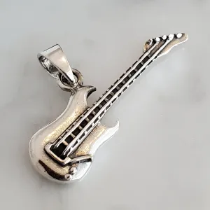 Guitar Charm .925 Sterling Silver Musician Pendant