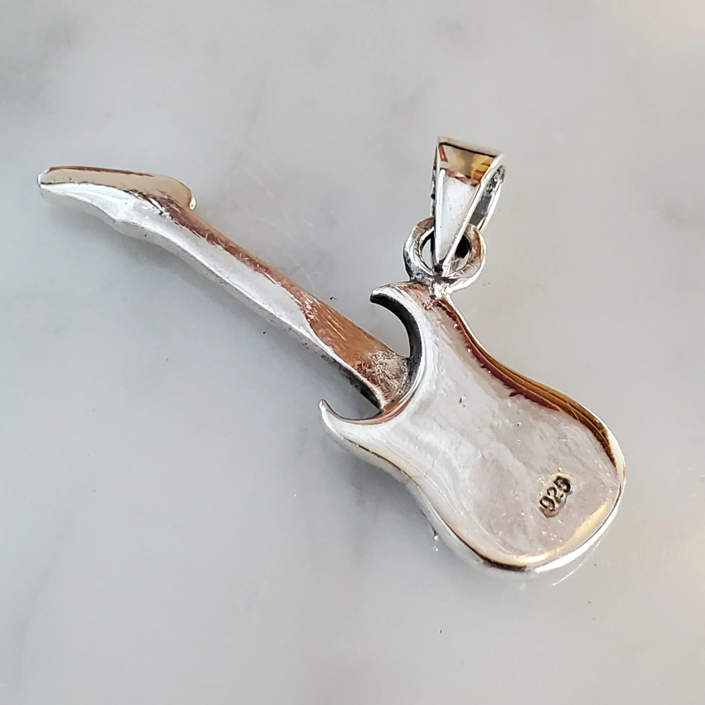 Guitar Charm .925 Sterling Silver Musician Pendant
