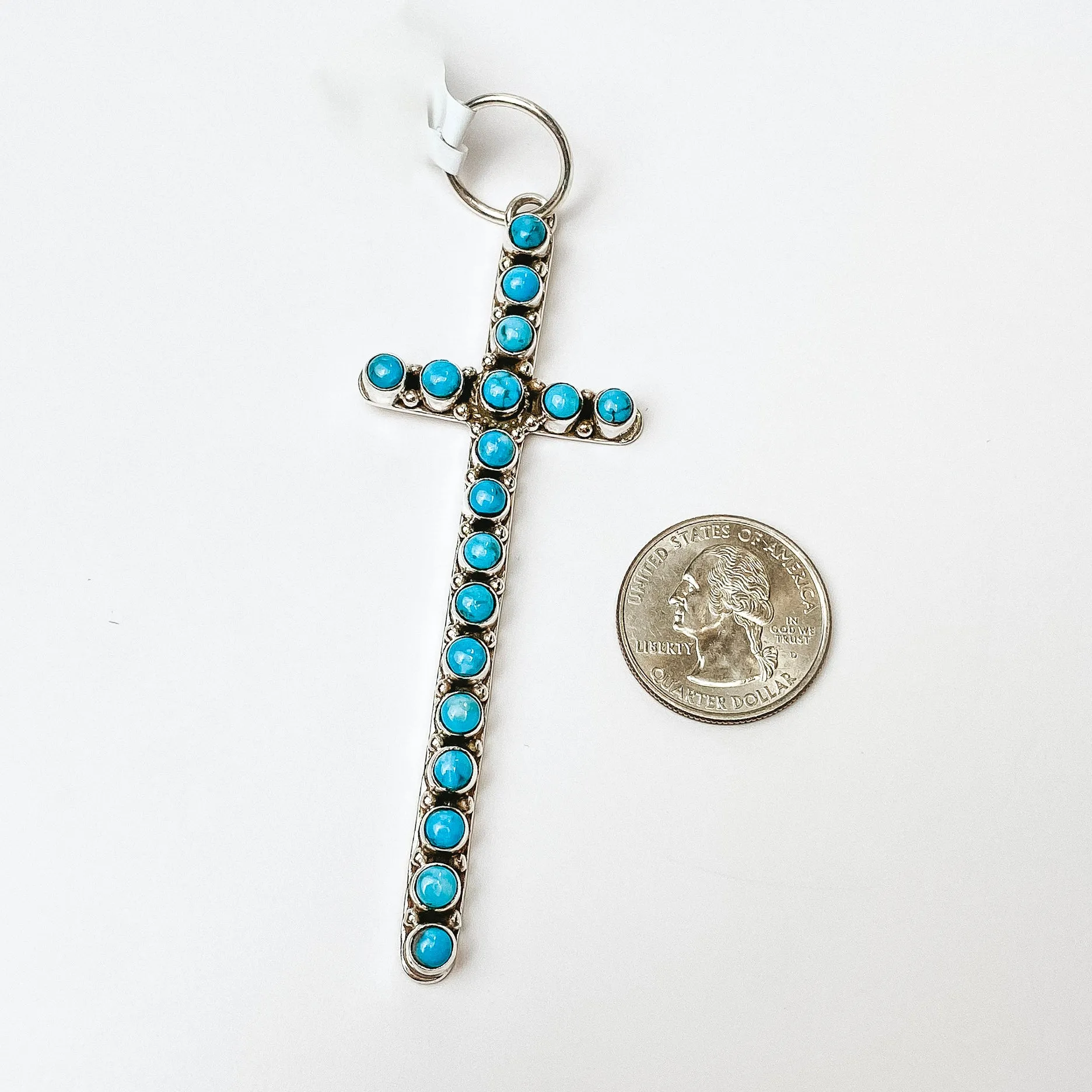 HaDa Collection | Sterling Silver and Kingman Turquoise Large Cross Pendant