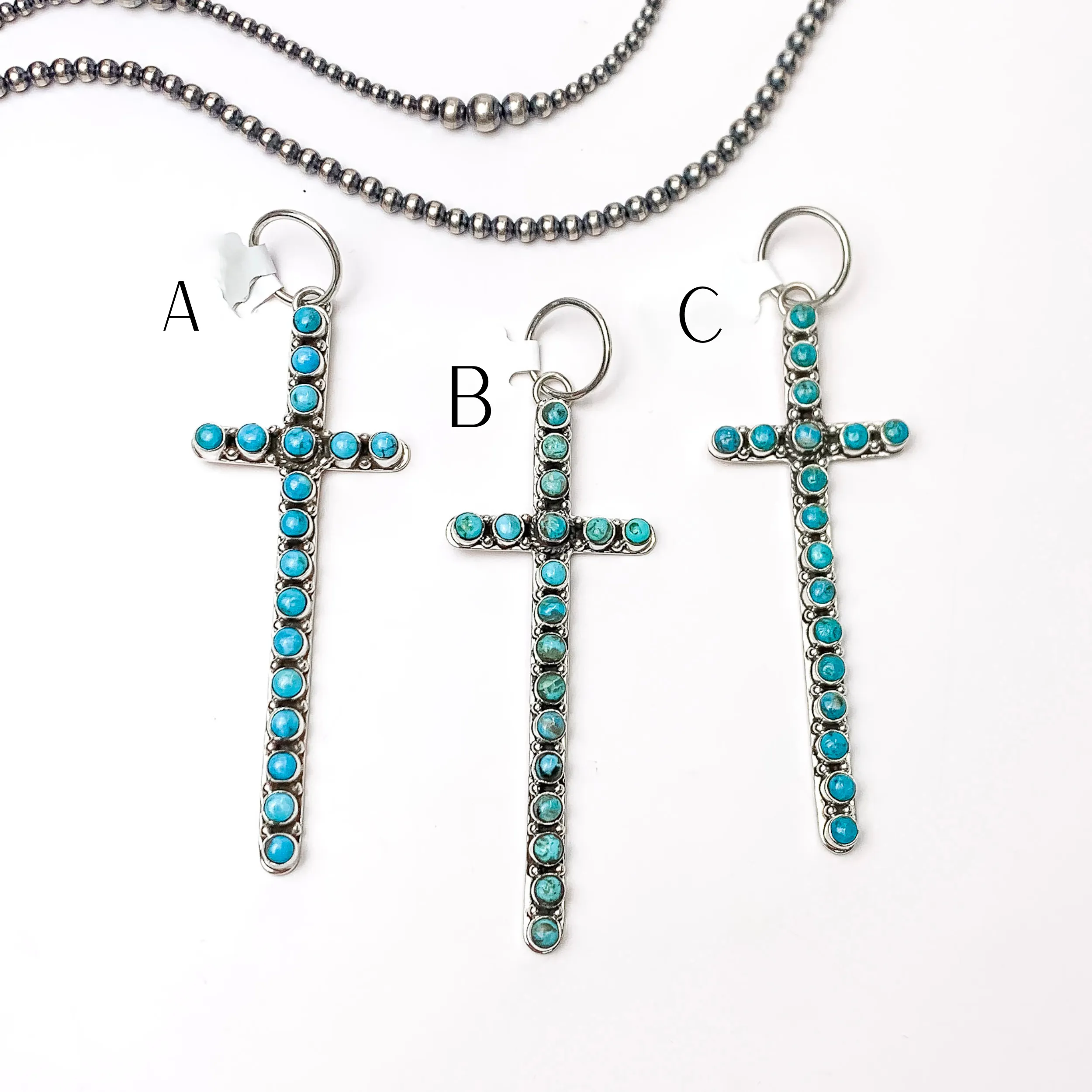 HaDa Collection | Sterling Silver and Kingman Turquoise Large Cross Pendant