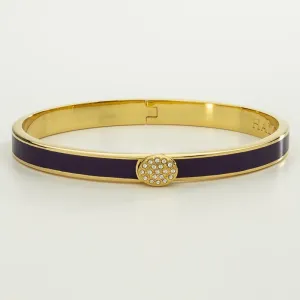 Halcyon Days "Skinny Pave Button Amethyst & Gold" Bangle
