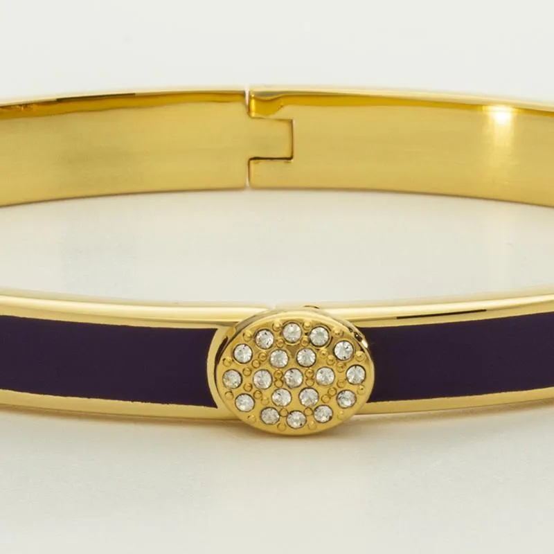 Halcyon Days "Skinny Pave Button Amethyst & Gold" Bangle
