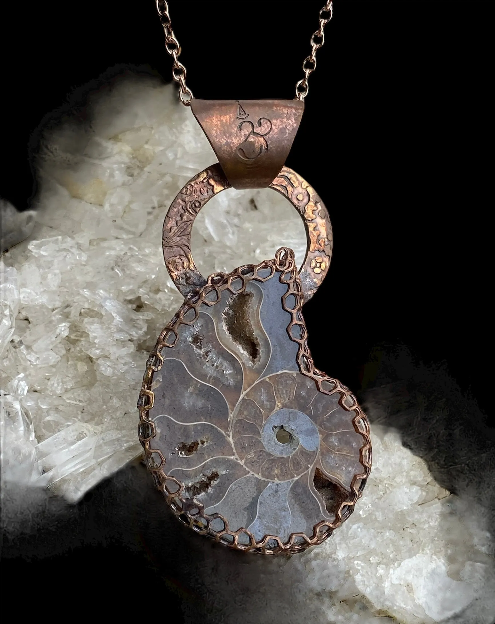 Handcrafted Copper Ammonite Pendant