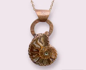 Handcrafted Copper Ammonite Pendant