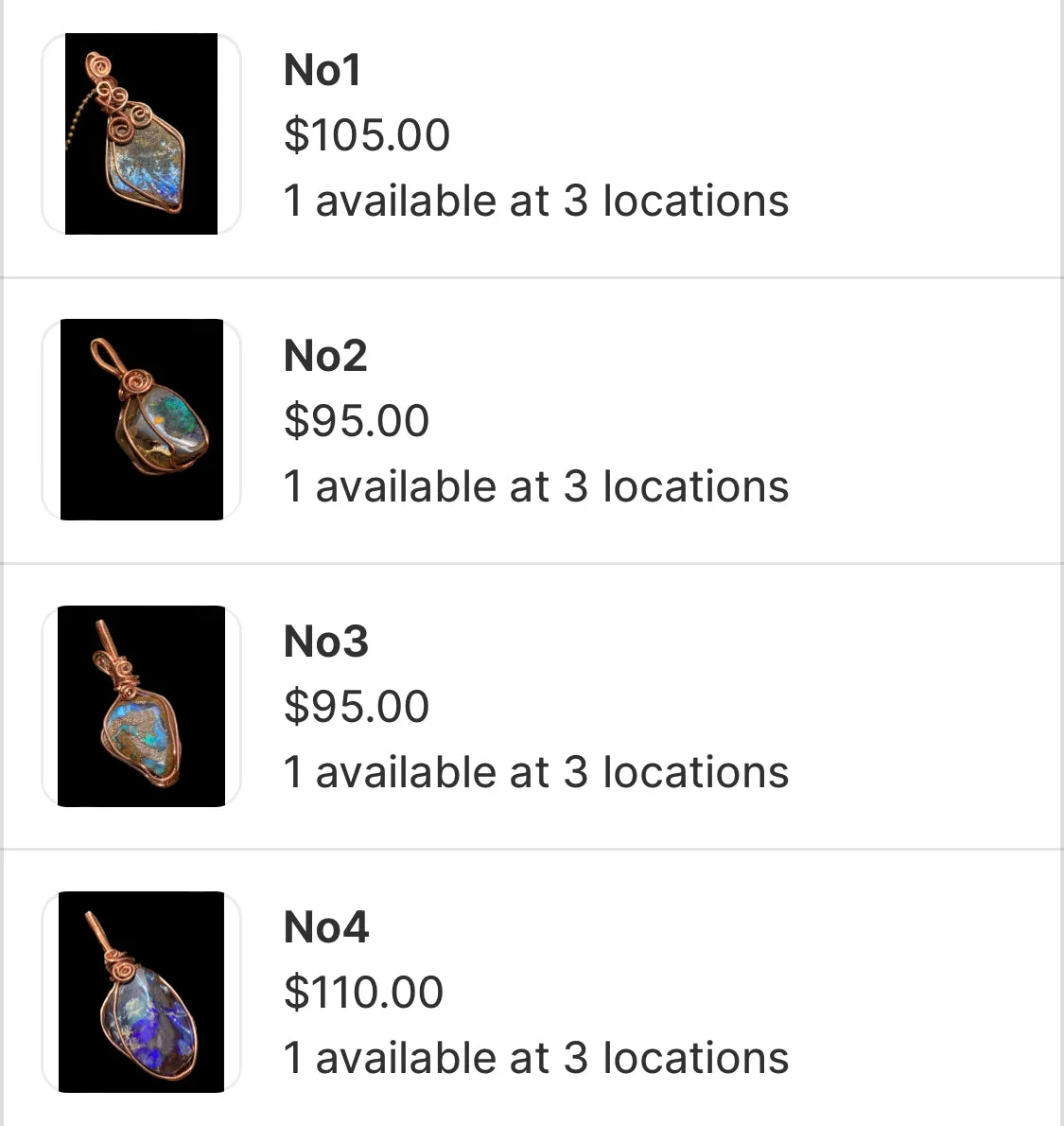 Handcrafted Copper Wrapped Qld Boulder Opal Pendants