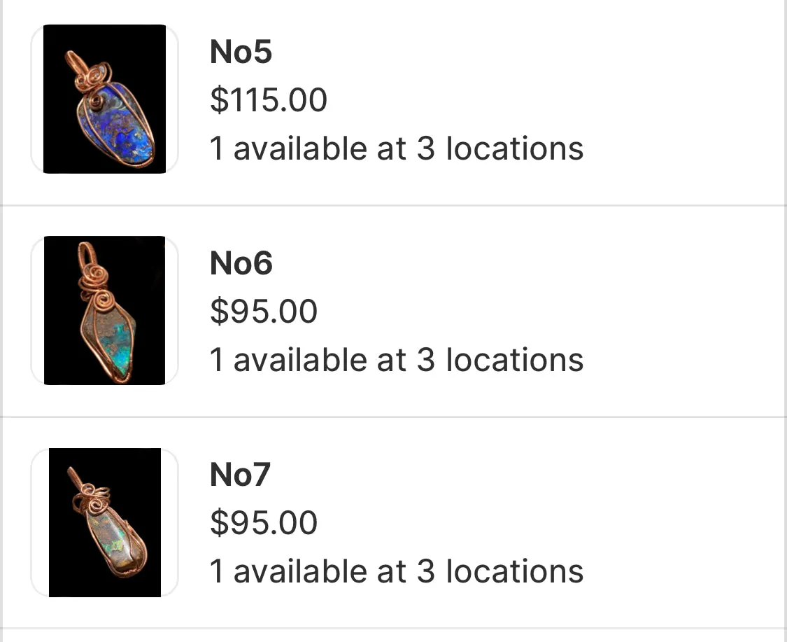 Handcrafted Copper Wrapped Qld Boulder Opal Pendants
