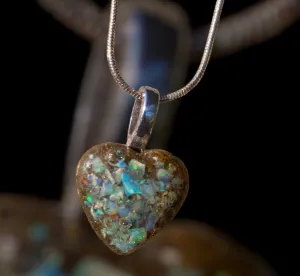 Handmade Heart Opal in Resin Pendant