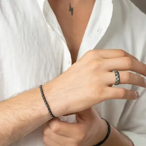Handwoven Oxidised Men’s Kazaz Bracelet in 1000K pure silver